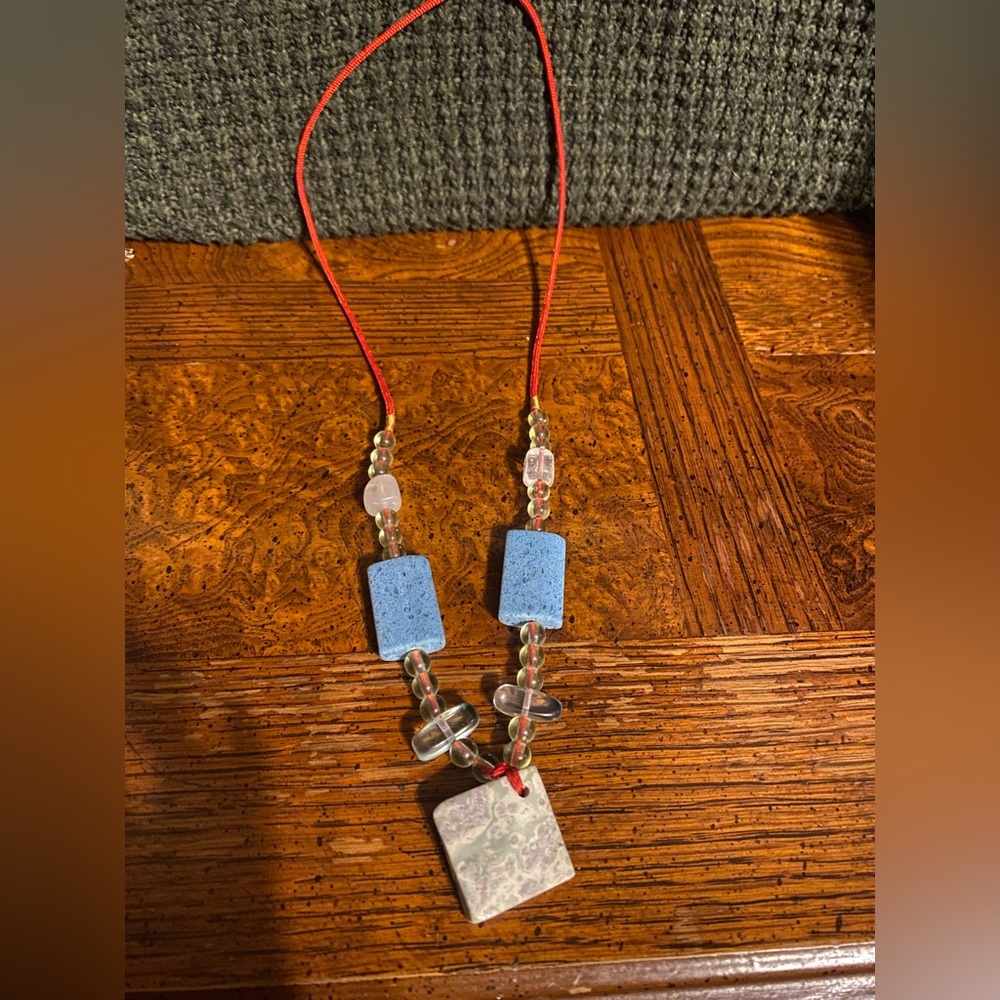 Handmade Stone and Glass Beaded Necklace